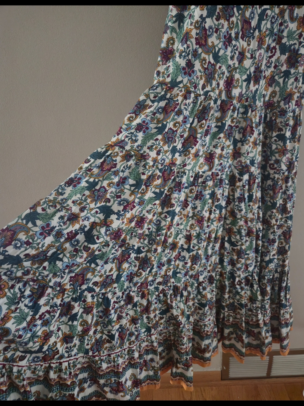 Soft Surroundings Kara Tiered Midi Boho Floral Swing Dress Tiered - Picture 4 of 7